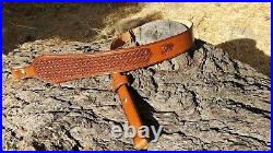 Hand Crafted Leather Rifle Sling, Basket Weave Design
