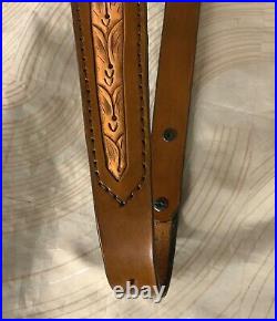 Hand carved leather riflesling, deer on sling, hand tooled deer on gunsling, sling