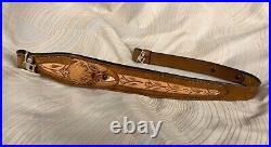 Hand carved leather riflesling, deer on sling, hand tooled deer on gunsling, sling