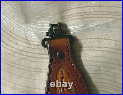 Hand made leather rifle sling, rifle sling, gun sling, carved rifle sling, USA