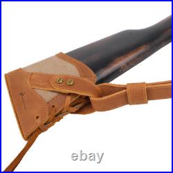 Handmade Canvas Rifle Buttstock Cover, Gun Leather Carry Strap Hunting Set