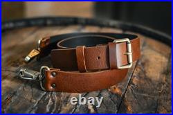 Handmade Italian Leather Rifle Sling Adjustable Top Grain Tuscany Leather