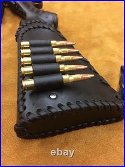 Handmade Leather Gun Stock Cover Shell Holder Sling Hunting Ruger American