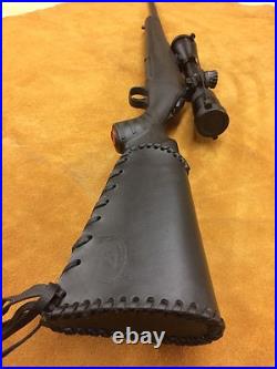 Handmade Leather Gun Stock Cover Shell Holder Sling Hunting Ruger American