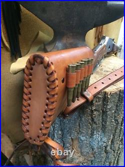 Handmade Leather Gun Stock Cover Shell Holder Sling Hunting Western