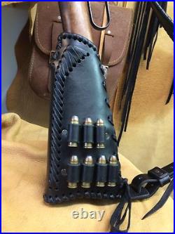 Handmade Leather Gun Stock Cover Shell Holder Thumb Hole Sling No Drill Western