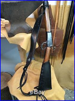 Handmade Leather Gun Stock Cover Shell Holder Thumb Hole Sling No Drill Western