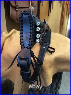 Handmade Leather Gun Stock Cover Shell Holder Thumb Hole Sling No Drill Western
