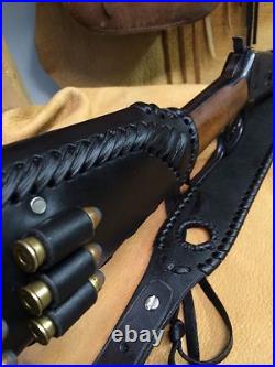 Handmade Leather Gun Stock Cover Shell Holder Thumb Hole Sling No Drill Western