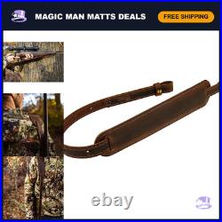 Handmade Leather Padded Rifle Sling Crazy Horse Brown, Black Stitched, Durable