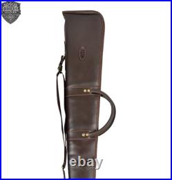 Handmade Leather Shotgun Slip Brown Rifle Case Padded Gun Cover Hunting Gift
