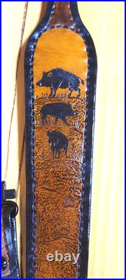 Hog Custom made leather padded rifle or shotgun sling, made in the U. S. A