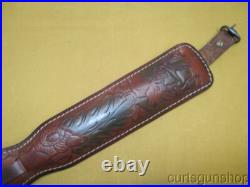 Hunter Brown Leather Rifle Sling 1 Inch Padded with QD Swivels