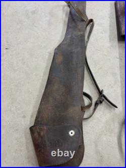 Hunter Brown Leather Rifle Soft Case with Shoulder Strap Lot of 3