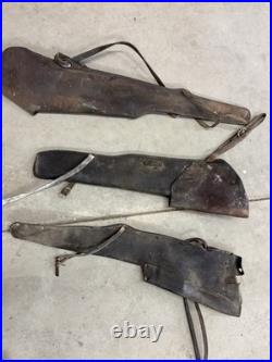 Hunter Brown Leather Rifle Soft Case with Shoulder Strap Lot of 3