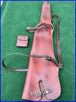 Hunter Rifle Scabbard w Sling Barrel Leather 402 26 & Drop Down Cartridge 27 159