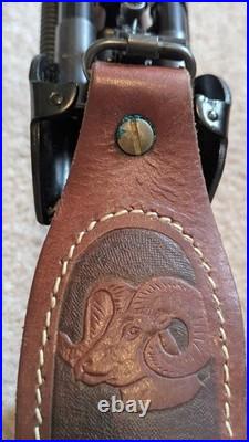 Hunter Tooled Leather Sling Big Horn Game Embossed Hunting Scene USA Remington