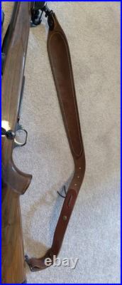 Hunter Tooled Leather Sling Big Horn Game Embossed Hunting Scene USA Remington