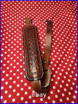 Hunter Tooled White Stitched Suede Backed Rifle Sling