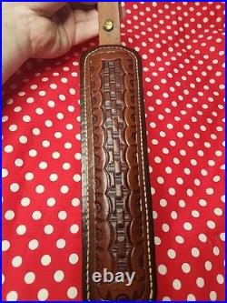 Hunter Tooled White Stitched Suede Backed Rifle Sling