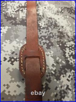 Hunter Tooled Whitetail Buck Acorn Leaf Thumb Strap Leather Rifle Sling Padded