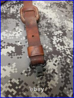 Hunter Tooled Whitetail Buck Acorn Leaf Thumb Strap Leather Rifle Sling Padded