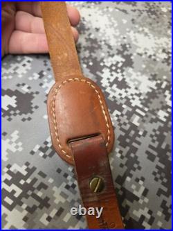 Hunter Tooled Whitetail Buck Acorn Leaf Thumb Strap Leather Rifle Sling Padded