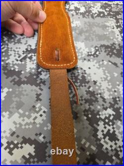Hunter Tooled Whitetail Buck Acorn Leaf Thumb Strap Leather Rifle Sling Padded