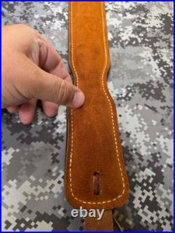 Hunter Tooled Whitetail Buck Acorn Leaf Thumb Strap Leather Rifle Sling Padded
