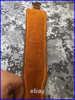 Hunter Tooled Whitetail Buck Acorn Leaf Thumb Strap Leather Rifle Sling Padded