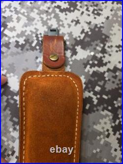 Hunter Tooled Whitetail Buck Acorn Leaf Thumb Strap Leather Rifle Sling Padded