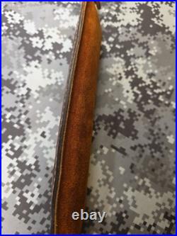 Hunter Tooled Whitetail Buck Acorn Leaf Thumb Strap Leather Rifle Sling Padded