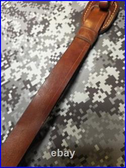 Hunter White Stitched Tooled Suede Backed Padded Leather Thumb Loop Rifle Sling