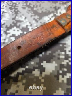 Hunter White Stitched Tooled Suede Backed Padded Leather Thumb Loop Rifle Sling