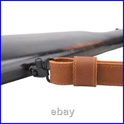 Hunting Leather Gun Carry Sling with Pocket, Rifle Shoulder Straps Adjustable