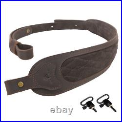 Hunting Leather Gun Shoulder Belt Suede Rifle Padded Carry Sling Strap in Coffee