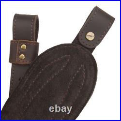 Hunting Leather Gun Shoulder Belt Suede Rifle Padded Carry Sling Strap in Coffee
