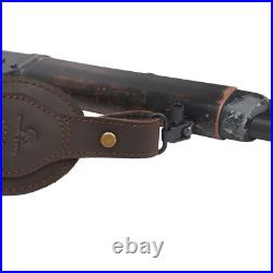 Hunting Leather Gun Shoulder Belt Suede Rifle Padded Carry Sling Strap in Coffee