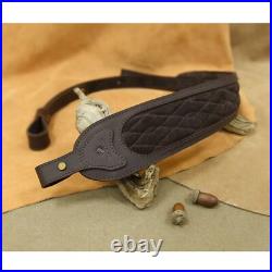 Hunting Leather Gun Shoulder Belt Suede Rifle Padded Carry Sling Strap in Coffee