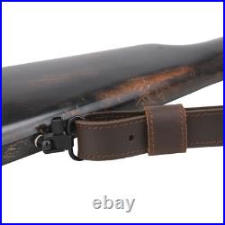 Hunting Leather Gun Shoulder Belt Suede Rifle Padded Carry Sling Strap in Coffee