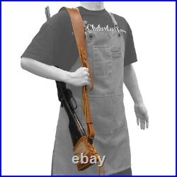 Hunting Leather Gun Sling, Canvas Rifle Buttstock Cover with Swivels Set