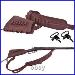 Hunting Leather Rifle Buttstock with Match Gun Sling. 308.22.30/30 12GA 410GA