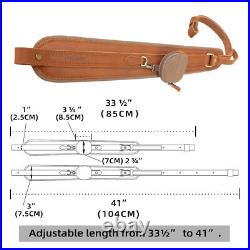 Hunting Leather Rifle Gun Sling with Pocket, Shotgun Straps 33.5 41 Adjusted