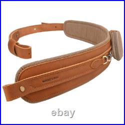 Hunting Leather Rifle Sling with Pocket, 33.5 41 Adjustable Shotgun Straps