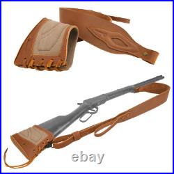 Hunting Leather Soft Gun Sling, Canvas Buttstock Cover, Swivels Set Handmade