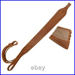 Hunting Leather Soft Gun Sling, Canvas Buttstock Cover, Swivels Set Handmade
