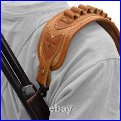Hunting Rifle Leather Shell Holder with Handle Strap for. 308.357 Gun Sling