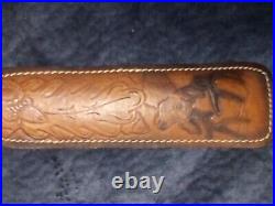Huntsman's Leather Vintage Rifle And Shotgun Sling Deer and Acorn
