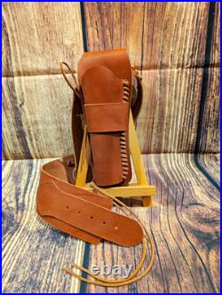 JOE RIDER LEATHER Brown Western Holster With 40 in. 22 Cal Cartridge Belt LEFT