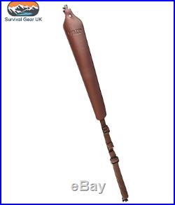 Jack Pyke Brown Leather Padded Rifle Shotgun Sling With Swivels & Suede Backing